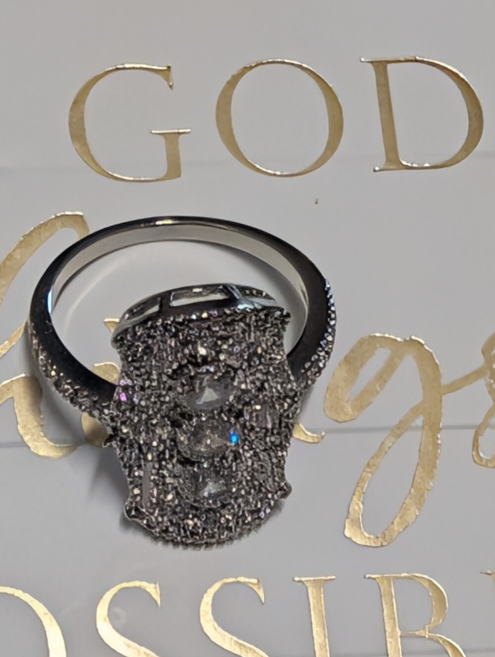 Stunningly Gorgeous Estate Style Pave And Round Channel Set CZ Silver Ring - Picture 9 of 9